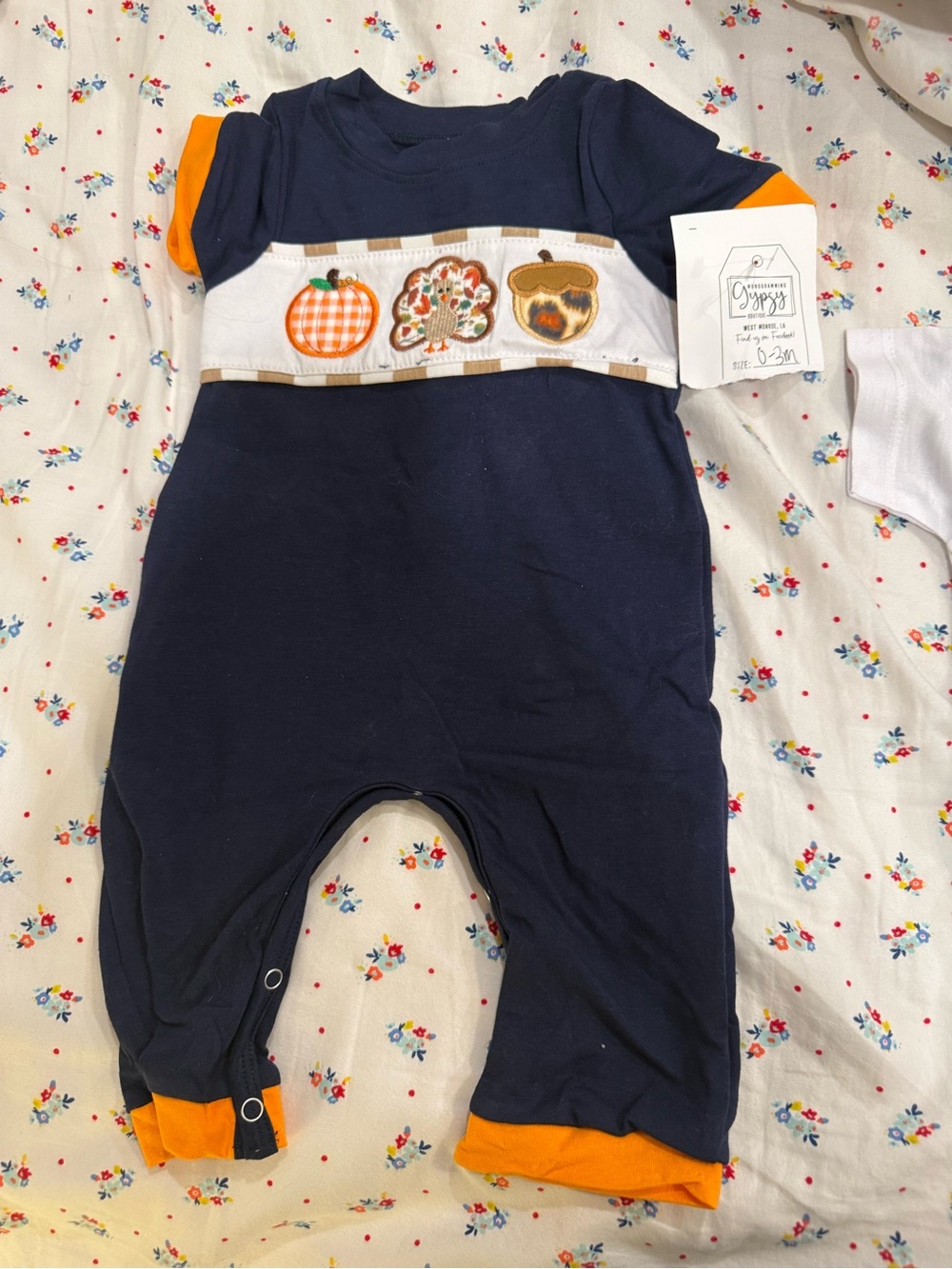 Navy & Orange Pumpkin Patch One-Piece for Kids
